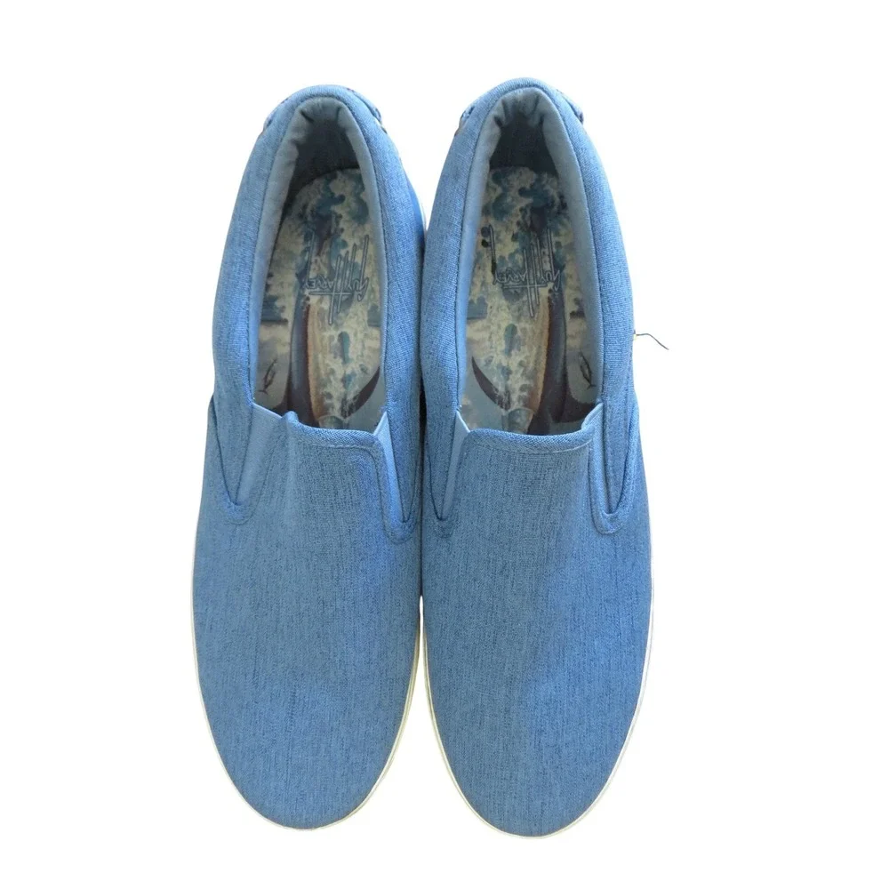 Guy Harvey Mens Pacific Oxford Blue Textile Slip On Sneakers Size 13‎